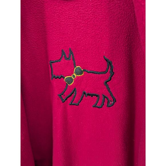 Delicates Red Fleece Robe with Scottie Dog Embroidery Women’s Large Cozy Plush - Picture 4 of 6
